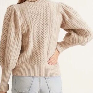 Sea NY  Juliette Puff Sleeve Cable Knit Sweater with Cutout Size XS NWT